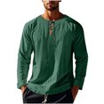 thumbnail image 3 of zbxnLI Mens Linen Shirts Drawstring V Neck Long Sleeve Shirt Lightweight Spring Fall Long Sleeve T-Shirts, 3 of 7