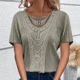 thumbnail image 2 of Posijego Tunique en Tricot pour Femmes Hauts Amples à Col Rond Manches Courtes Chandail Léger, 2 of 7