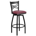 thumbnail image 1 of HERCULES Series Black ''X'' Back Swivel Metal Barstool - Burgundy Vinyl Seat, 1 of 6