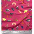 thumbnail image 1 of Soimoi polyester Crepe Fabric Gemstone,Lemon Slice & Prawns Food Printed Craft Fabric by the Yard 52 Inch Wide, 1 of 1