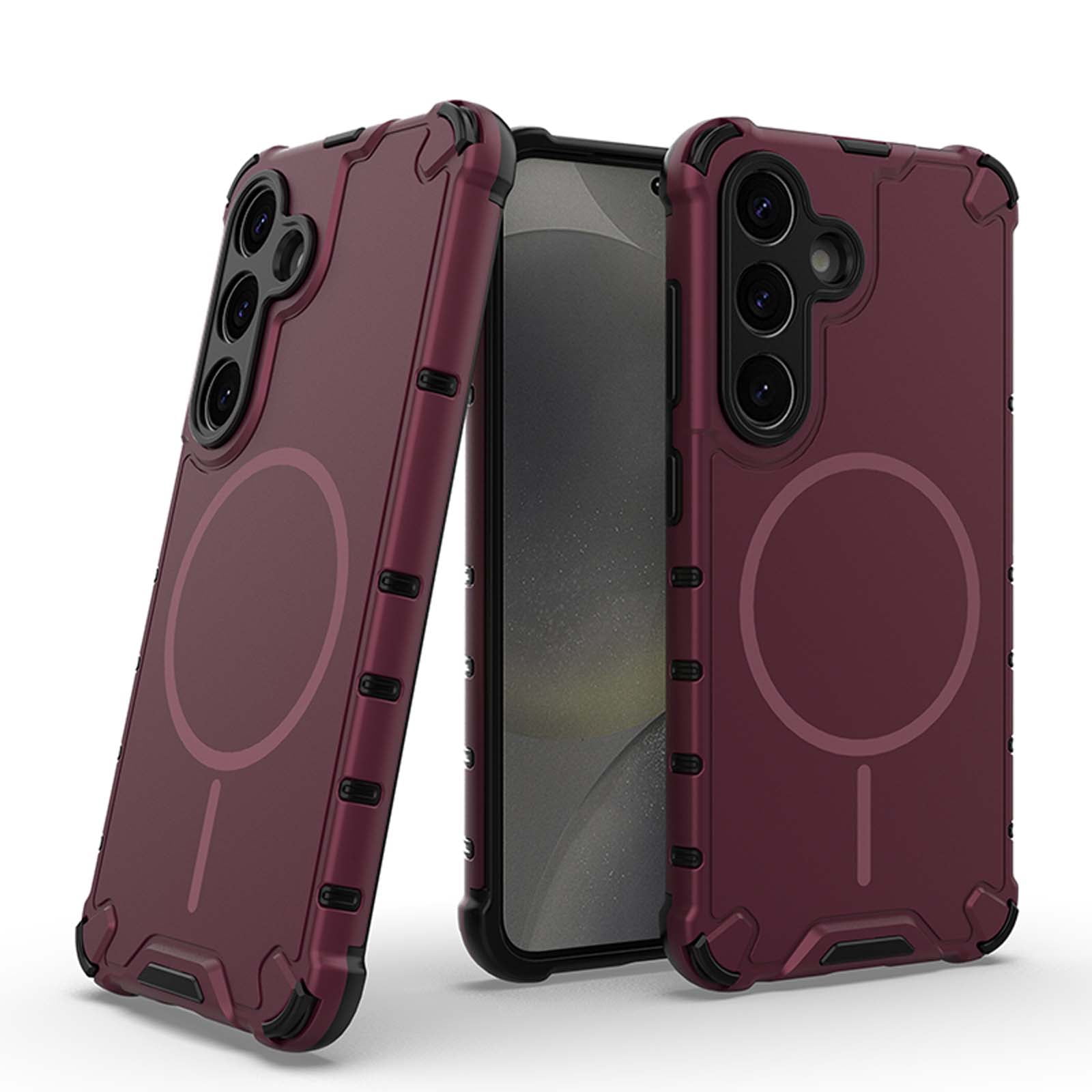 For Samsung Galaxy A56 5G Magnetic Phone Case,Compatible with Mag-Safe,Dropproof Heavy Duty,Military-Grade Drop Protection,Shockproof Anti-fall Tough Rugged Phone Case Cover,Plum