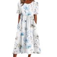 thumbnail image 1 of HomeGardon Liquidation de Robes d'Été! Robes pour Femmes 2025, Robes d'Été Décontractées pour Femmes à Col Rond, Manches Courtes, Fermeture Éclair, Pliantes, à Imprimé Floral, S-TTG, 1 of 5