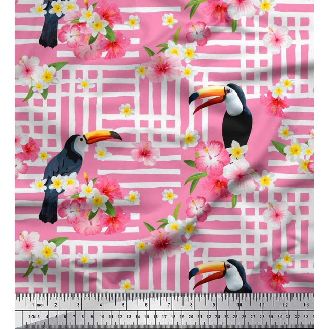 Soimoi Poly Georgette Fabric Dot & Pretzels Food Printed Fabric 1 Yard 42 Inch Wide
