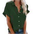 thumbnail image 1 of Timegard Womens Tops Button down Short Sleeve Lapel V-Neck Top Summer Casual Shirts with Pockets Blouse, 1 of 6