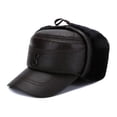 thumbnail image 1 of Adjustable Size Men Genuine Leather Hat Autumn Winter Warm Hats For Men Flat Cap, 1 of 6