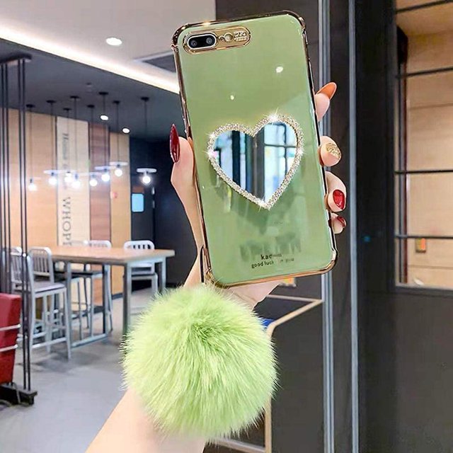 Makeup Mirror Mobile Phone Case, Luxurious Bling Heart-Shaped Mirror Phone Case(iPhone 11)