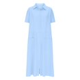 thumbnail image 4 of Ovzne Robes Grande Taille pour Femmes aux Formes Robe pour Femme Cardigan Long Décontracté à Manches Courtes avec Poches Robe Chemise Multicolore Robe pour Femmes à Manches Courtes Liquidation, 4 of 6