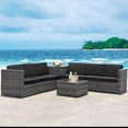 thumbnail image 3 of Costway Ensemble de Meubles en Rotin Osier 8 Pcs pour Patio avec Table de Rangement Noir, 3 of 10