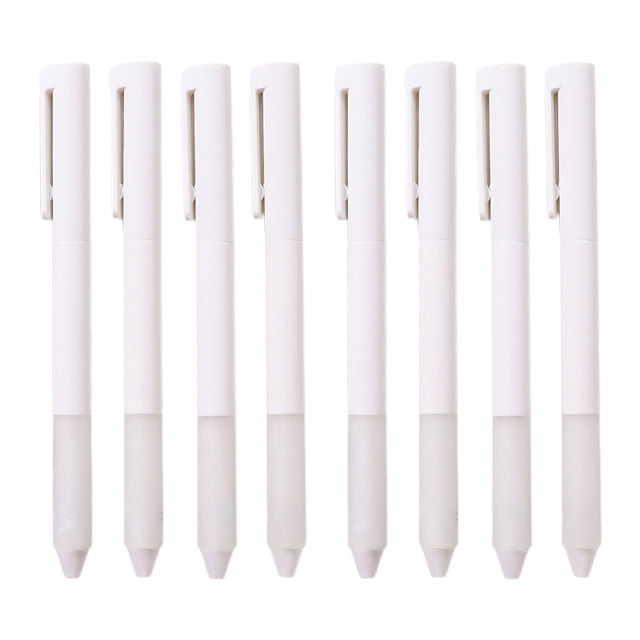 SIYTUAU 8 Count Gel Ink Pen Collection White Smooth Writing Retractable Ballpoint Pens For School Office Note Taking Writing 0.5Mm Tip 1Ml Ink Pens Stationery Set White