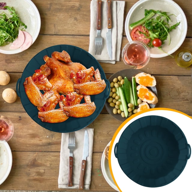 TIMIFIS Air Silicone Pot en pour Friteuse à Chaud, Doublures en Silicone pour Friteuse à Air Chaud Rondes Sûres pour les Aliments Antiadhésives Accessoires de Panier de Friteuse à Air, Remplacement Réutilisable du Papier Parchemin Inflammable Convient