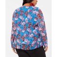 thumbnail image 4 of INC International Concepts Chandail à Enfiler Froncé à Imprimé Floral pour Femmes Grande Taille, Bleu Marine, 2X Plus, 4 of 9