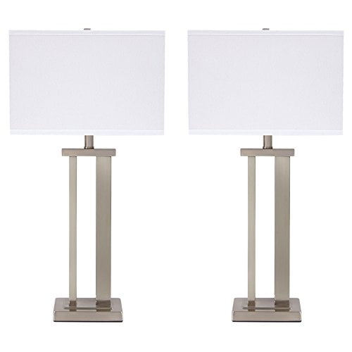 Signature Design by Ashley Aniela Minimalist Table Lamp, Set of 2 Lamps, 29.5", Silver Finish