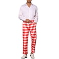 thumbnail image 2 of INSPIRE CHIC Pantalon Imprimé Argyle pour Homme Coupe Régulière devant Plat Pantalon Habillé 38 Rouge Blanc, 2 of 5