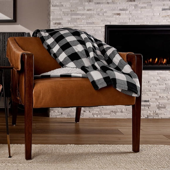 Sunbeam Northern Luxe Reversible Sherpa Heated Throw, Black