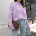 thumbnail image 4 of RKSTN Chandails pour Femmes Ample Fleurs Col Rond Chandail Hiver Manches Longues Blouse Automne Chandails, 4 of 7