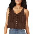 thumbnail image 1 of Timegard Tank Top for Women Lace U Neck Drawstring Sleeveless Ruched Button Summer Fashion Casual Tee, 1 of 5