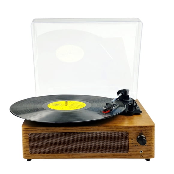 Wooden Simple Vintage Phonograph Wireless Vinyl Record Player With Cover Dust Jukebox ,Simple Setup