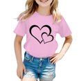 thumbnail image 1 of T-shirt Mignon à Motif pour Fille, Col Rond, Manches Courtes, Été, Décontracté, Hauts, T-Shirts et Chemises pour Filles, Rose, 140/9 A-10 A, 1 of 5