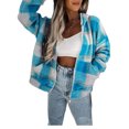 thumbnail image 3 of Veste à Capuche Décontractée pour Femmes à Manches Longues avec Fermeture Éclair, Imprimé à Carreaux, Poches, Chandail en Molleton d'Automne, 3 of 9