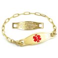 thumbnail image 1 of MedicEngraved Yellow Gold Stainless Steel Custom Medical Alert Bracelet - 4mm Paperclip Link, 1 of 7
