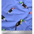 thumbnail image 1 of Soimoi Blue polyester Crepe Fabric Toucan Bird Printed Fabric 1 Yard 42 Inch Wide, 1 of 3