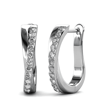 Cate & Chloe Amaya 18k White Gold Plated 16mm Hoop Earrings with Swarovski Crystals Gift for Women
