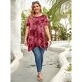 thumbnail image 4 of LARACE Tuniques pour Femmes Grande Taille, Hauts à Col Rond à Manches Courtes, Chemisier à Fleurs, Tuniques, 4 of 5