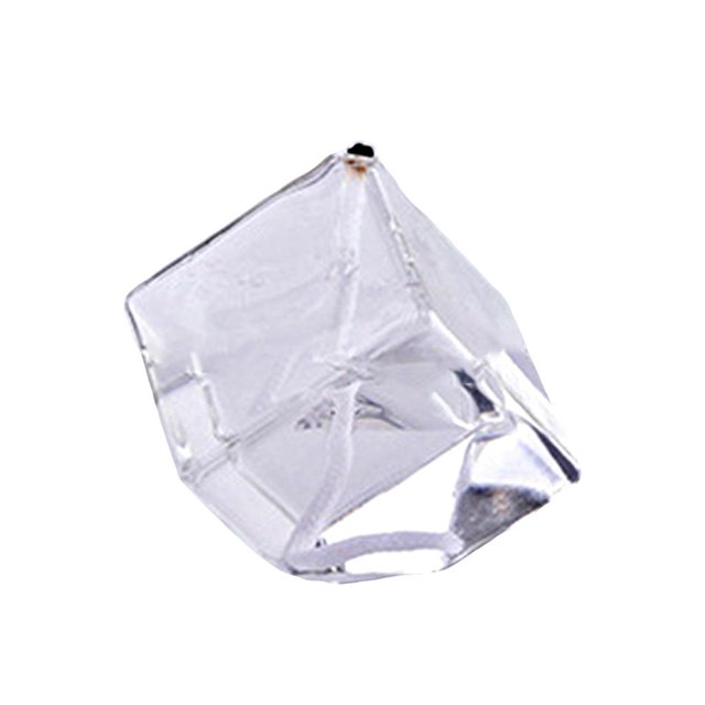 Refillable Glass Liquid Candle Clear Handcraft Smokeless for Wedding Decoration Cubic