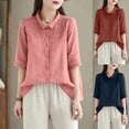 thumbnail image 1 of QIPOPIQ Oversized Women Button Down Shirt Lightweight Square Textured Long Sleeve Blouse Drop Shoulder Tunic Tops Clearance, 1 of 8
