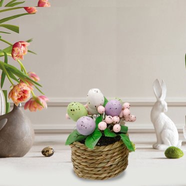 Boovnll Easter Eggs Potted , Simulated Leaf & Eggs Artificial Eggs Flowers Easter Decorations for Table Easter Decor for Easter Kitchen Dining Table Centerpiece, Easter Decorations