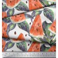 thumbnail image 3 of Soimoi Poly Georgette Fabric Monstera Leaves & Watermelon Fruits Decor Fabric Printed Yard 52 Inch Wide, 3 of 3