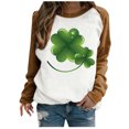thumbnail image 1 of QIPOPIQ T-Shirts à Manches Longues à Col Rond pour Femmes T-Shirts de la Saint-Patrick T-Shirts Amples pour Dames T-Shirt Imprimé Trèfle Lucky Vert Haut T-Shirt à Col Rond T-Shirts de la Saint-Patrick Offres, 1 of 4