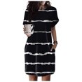 thumbnail image 2 of TJAZFJPA Robe à Manches Longues Femmes Femmes Robe T-Shirt Douce à Manches Courtes Robe Tunique d'Été Décontractée Robe Imprimée Ample avec Poches Robe d'Invitée de Mariage à la Plage Robe Médiévale Femmes, 2 of 7