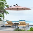thumbnail image 4 of Costway 10 Ft Patio Solar LED Offset Umbrella 40 Lights Crank Cross Base Tan, 4 of 10