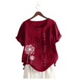 thumbnail image 3 of Plus Size Tops For Womens Casual Loose Button Linen Plus Size Daily Boho Tanic T-Shirt Blouse Tops, 3 of 6