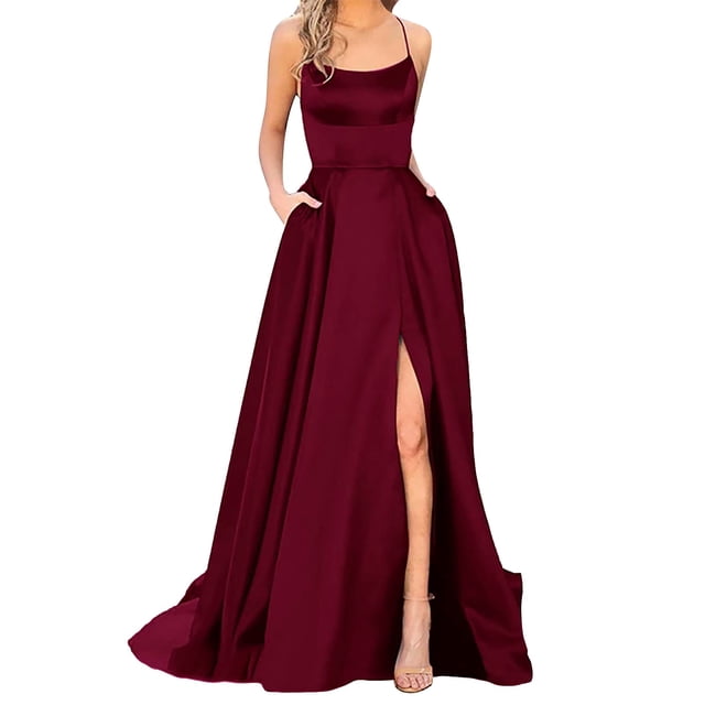 Ketyyh-chn99 Robes de Soirée pour Femmes Robe d'Été Col en V Unie Robe de Fête Formelle Évasée Élégante Robe Florale Invitée de Mariage Rouge,m