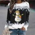 thumbnail image 2 of Rbaofujie Chandails à Capuchon Mignons Noël Femmes Mode Décontractée Imprimé Col Rond Ample Manches Longues Hauts Blouse Chandails Noir Chandail pour Femmes, 2 of 3