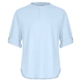 thumbnail image 3 of Mens Baggy Cotton and Linen Solid Short Sleeve V-Neck T- Tops Blouse, 3 of 4