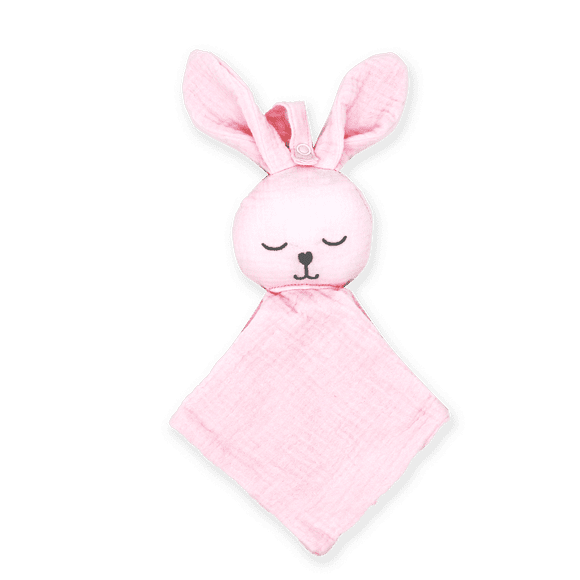 Pink Bunny Muslin Security Pacifier Holder