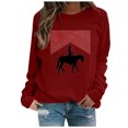 thumbnail image 1 of XZNGL Womens Fashion Pullover Round-Neck Long Sleeve Printed Blouses Sweatshirt Tops, 1 of 1