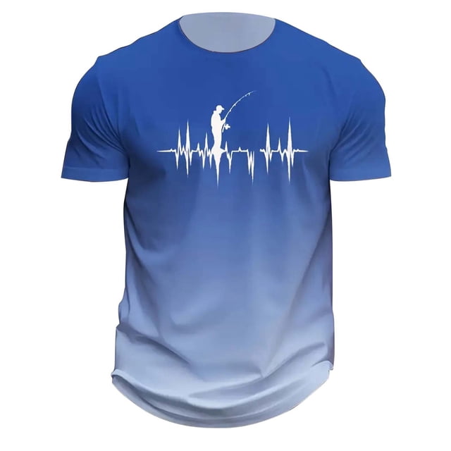 LUOGENLI T-shirts pour Homme pour Hommes T-Shirt Dégradé 3D à Manches Courtes à Col Rond T-Shirt Homme T-shirts Amusants T-shirts Graphiques T-shirts de Pâques pour Homme T-Shirt Graphique Saint-Valentin Bleu Clair TG