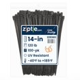 thumbnail image 1 of ZipTie.com 14 Pouces Résistant aux UV Noir Profil Bas Attache de Câble Multi-Usage, 120 Lb Résistance à la Traction, Lot de 100, 1 of 4