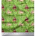 thumbnail image 1 of Soimoi Silk Fabric Leaves & Rabbit Animal Decor Fabric Printed Yard 42 Inch Wide, 1 of 1
