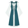 thumbnail image 3 of Xnihocha Robe Médiévale Renaissance Rétro pour Filles, Manches Longues Évasées, Lacets, Vert 6, 3 of 7