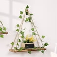 thumbnail image 3 of fheaev Industrial Style Black Iron Hanger Wood Shelf Flower Stand Plant Shelves Wall Hanging Decorative Rectangle Frame Ceiling Flower Pot Storage Rack Bar Hanging, 3 of 9