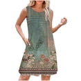 thumbnail image 2 of Ovzne Robes d'Été pour Femmes 2025 Robe d'Été pour Femmes Dégradé Imprimé Ample Sans Manches Col Rond Robe Plissée à l'Avant Robe d'Été Imprimée Liquidation, 2 of 7