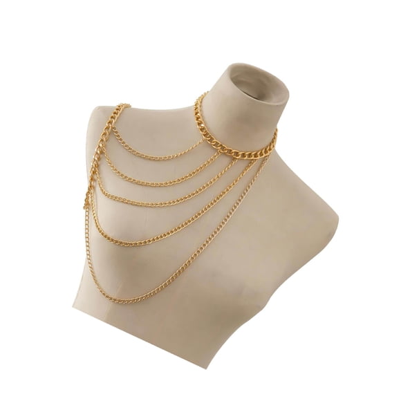 serony Corps Chaîne Multi Couches une Épaule Bijoux Pompons Colliers Dorés