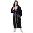 thumbnail image 2 of Mens Robe Plush Mens Lengthened Patchwork Coralline Plush Shawl Bathrobe Long Sleeved Robe, 2 of 6