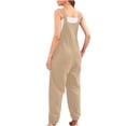 thumbnail image 2 of HAiming Women's Cotton Overalls Casual Loose Button Jumpsuits Adjustable Straps Wide Leg Rompers with Pockets, 2 of 5