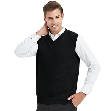TOPTIE Chandail Sans Manches en Tricot 100 % Coton pour Homme, Col en V